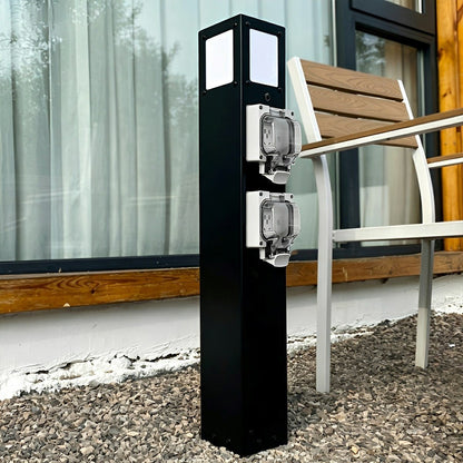 Steel Waterproof Outdoor Pathway Light with GFCI-Protected Outlet