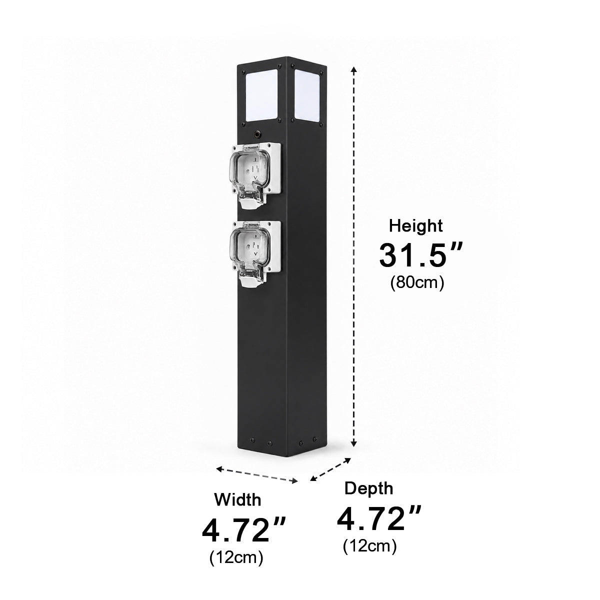 Steel Waterproof Outdoor Pathway Light with GFCI-Protected Outlet