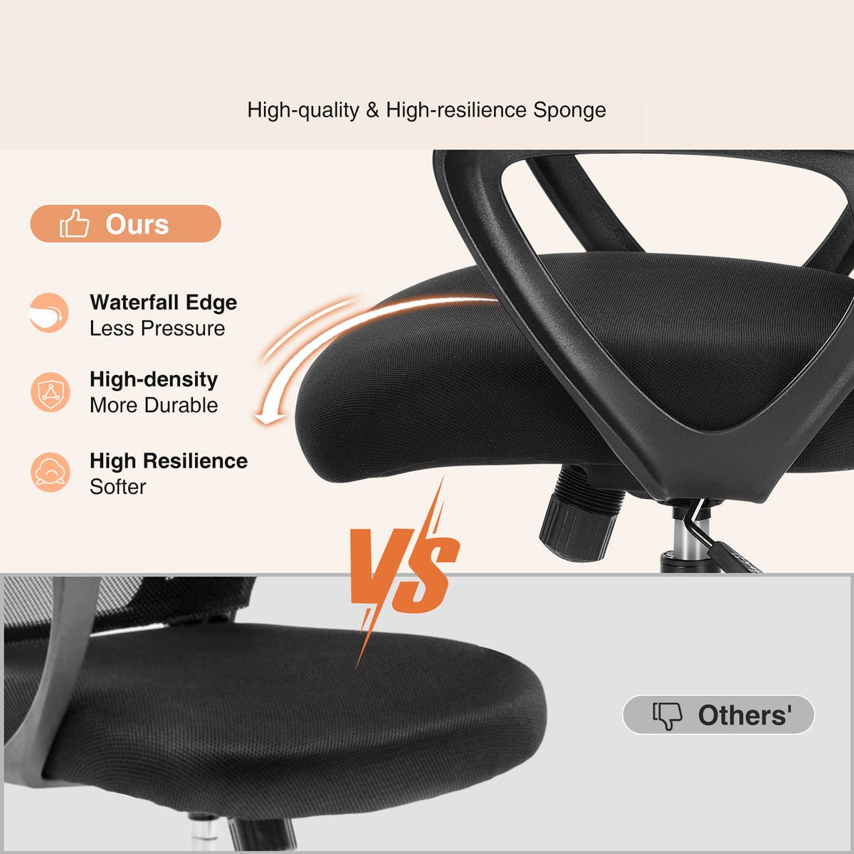 Tall 360 ° Rotatable Modern Ergonomic Office Chair with Armrest