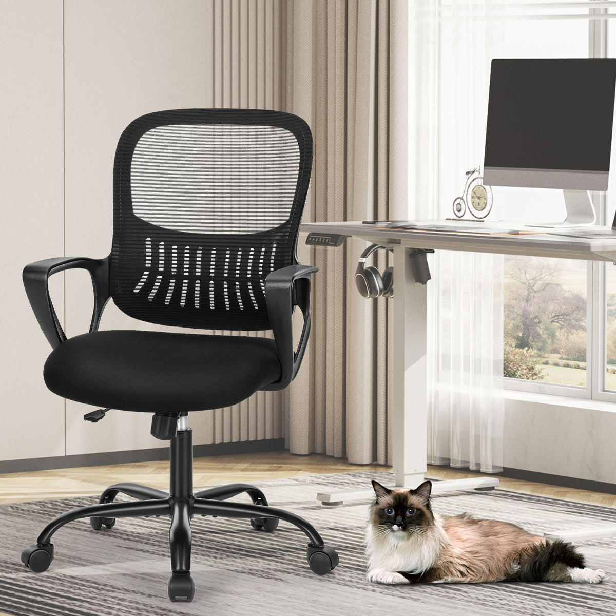 Tall 360 ° Rotatable Modern Ergonomic Office Chair with Armrest - Flare Shack