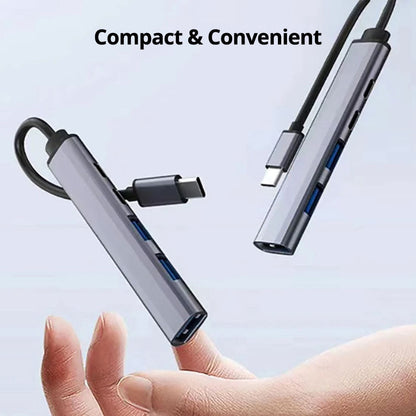 USB C Hub 6 In 1 Multiport Adapter Compact 60W PD Plus