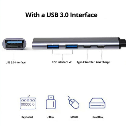 USB C Hub 6 In 1 Multiport Adapter Compact 60W PD Plus