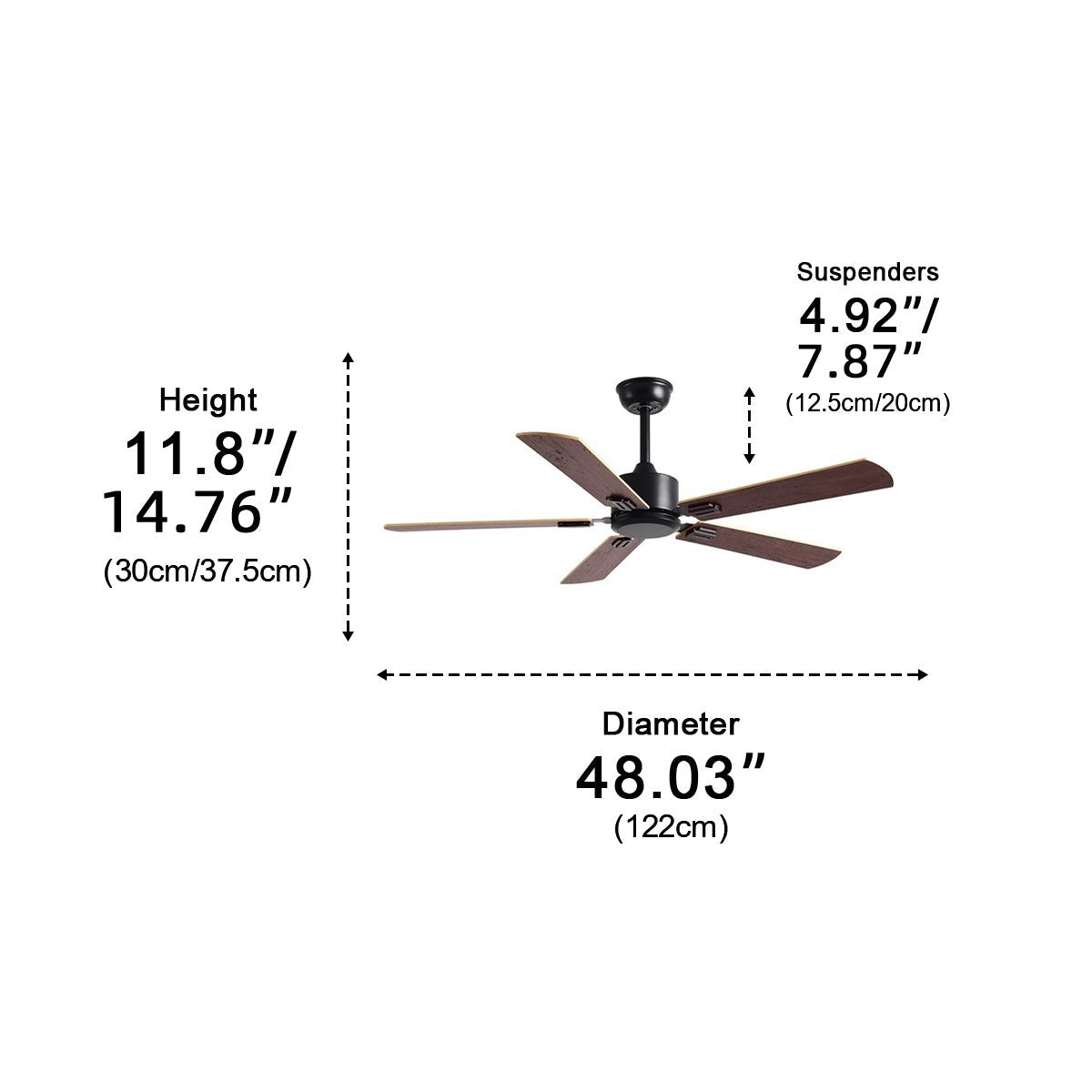 Vintage Wood Grain 3-Speed Frequency Ceiling Fan 5 Blades