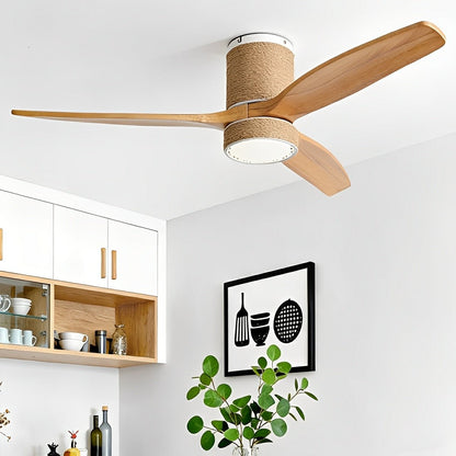 Vintage Coastal Wood Hemprope Reverse Ceiling Fan - with Light - Flare Shack