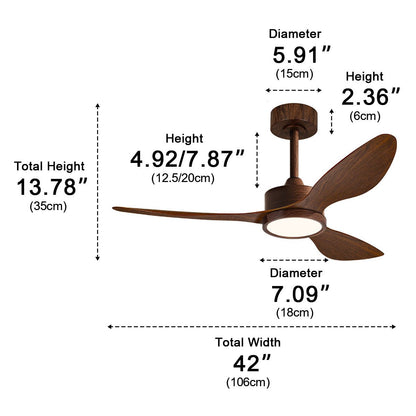 Vintage DC Motor Ceiling Fan with Light Full-Spectrum LED