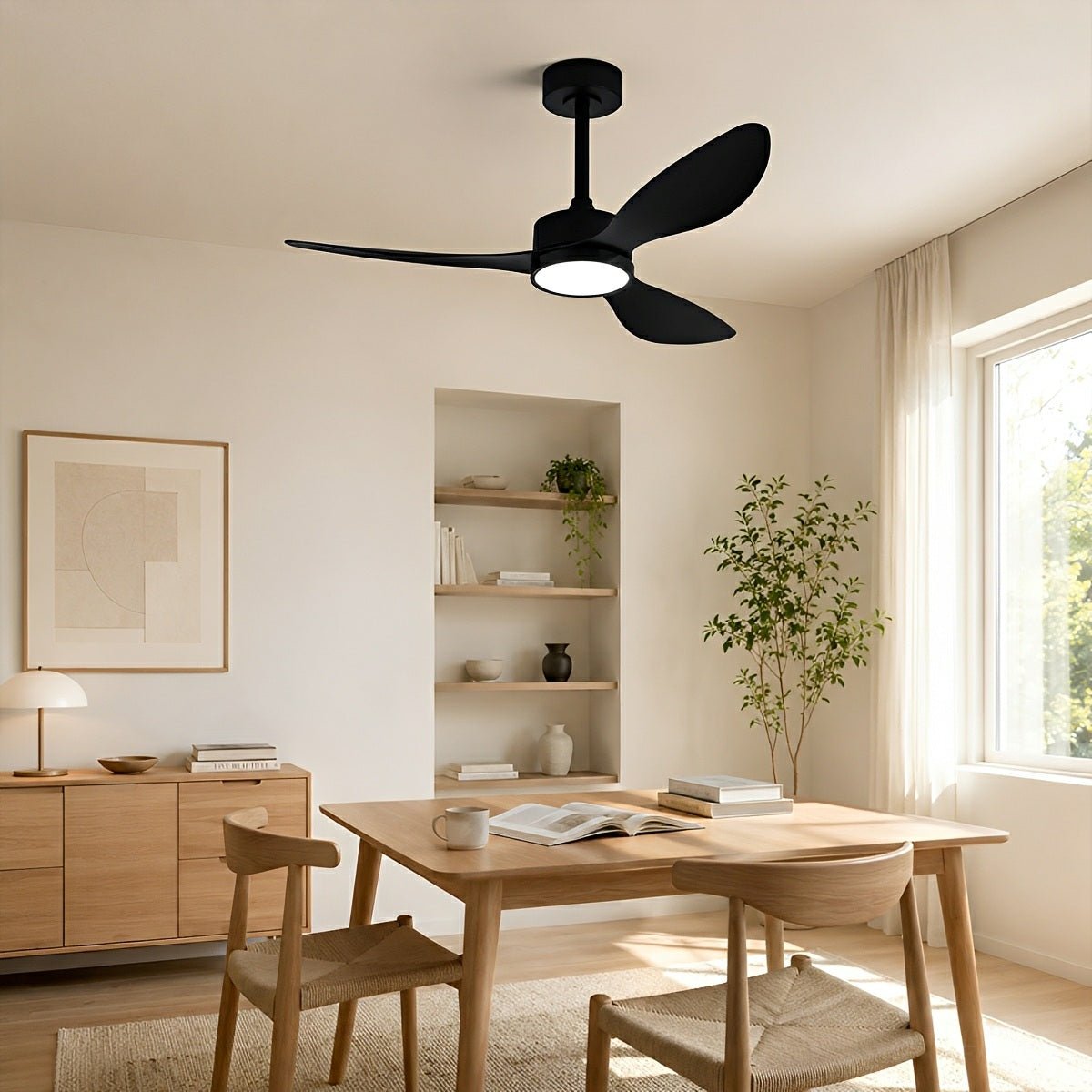 Vintage DC Motor Ceiling Fan with Light Full-Spectrum LED - Flare Shack