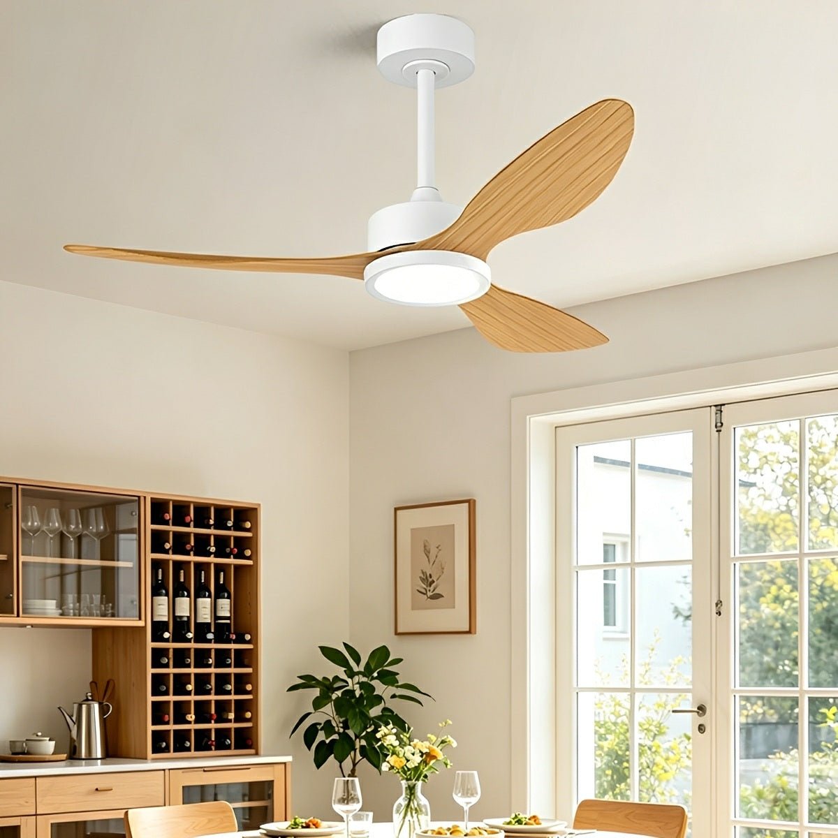 Vintage DC Motor Ceiling Fan with Light Full-Spectrum LED