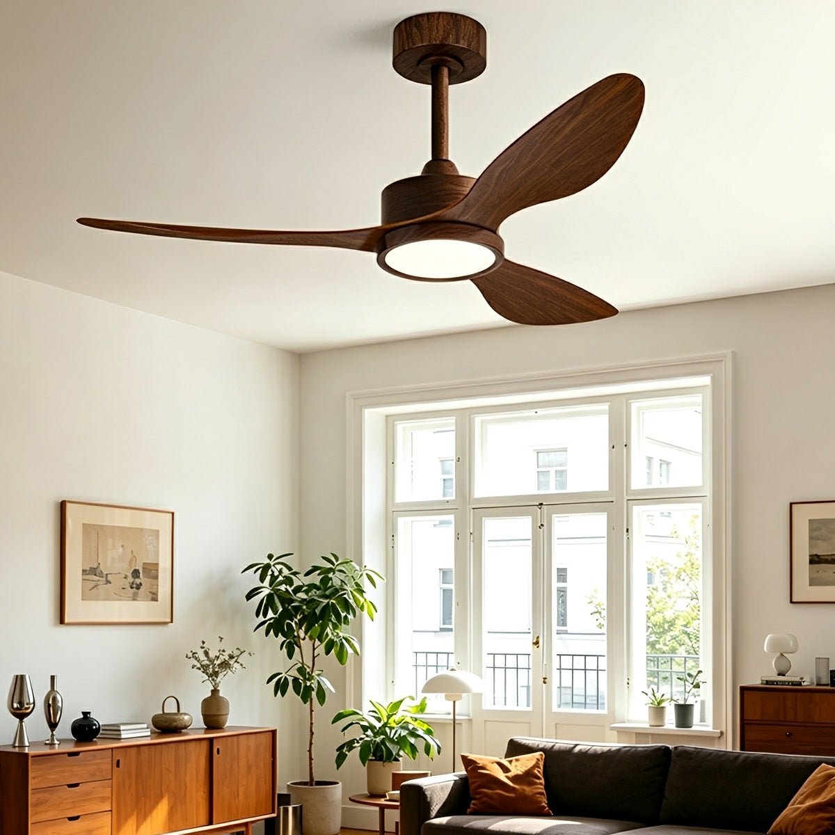 Vintage DC Motor Ceiling Fan with Light Full-Spectrum LED - Flare Shack
