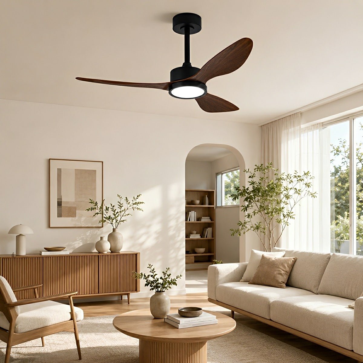 Vintage DC Motor Ceiling Fan with Light Full-Spectrum LED - Flare Shack