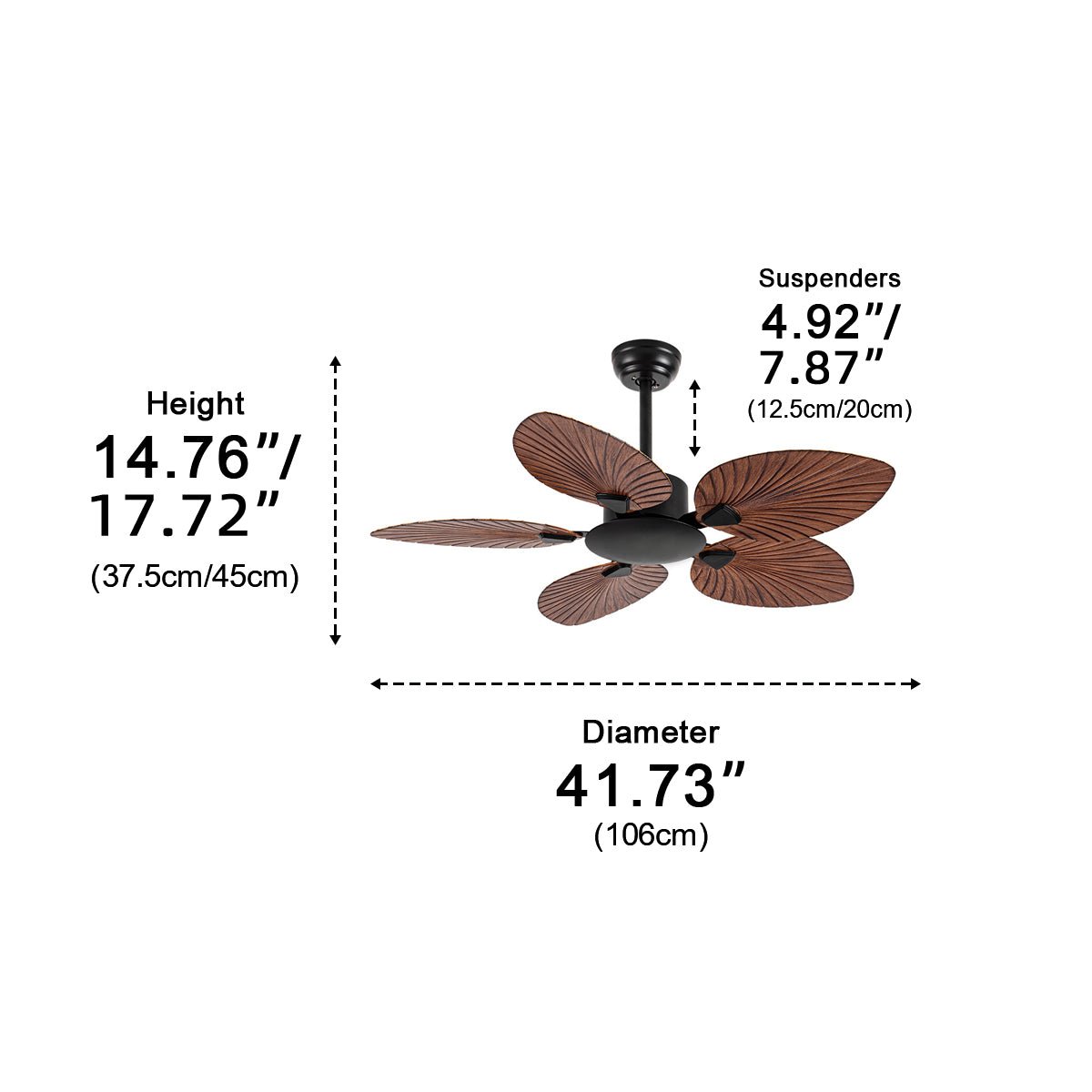 Vintage Imitation Palm Leaf DC Motor 6-speed Reverse Frequency Ceiling Fan