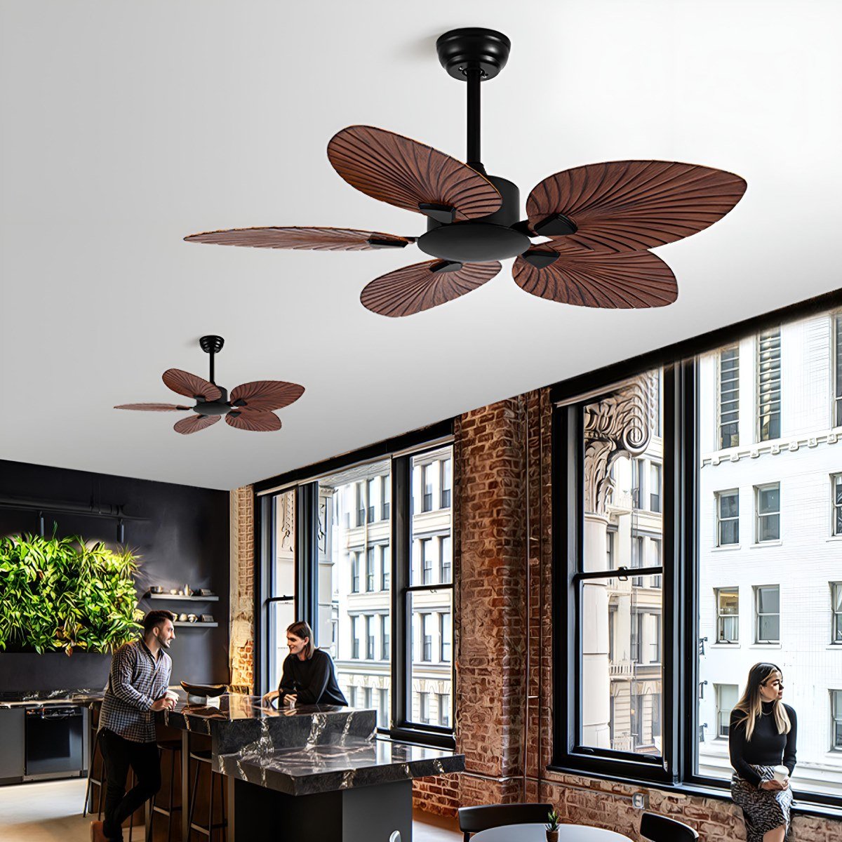 Vintage Imitation Palm Leaf 6 - speed Reverse Frequency Ceiling Fan - Flare Shack