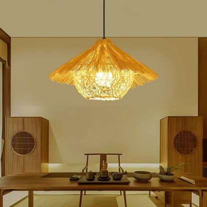 Vintage Rattan Weave Bird's Nest Pendant Lights - Flare Shack