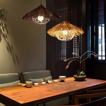 Vintage Rattan Weave Bird's Nest Pendant Lights - Flare Shack