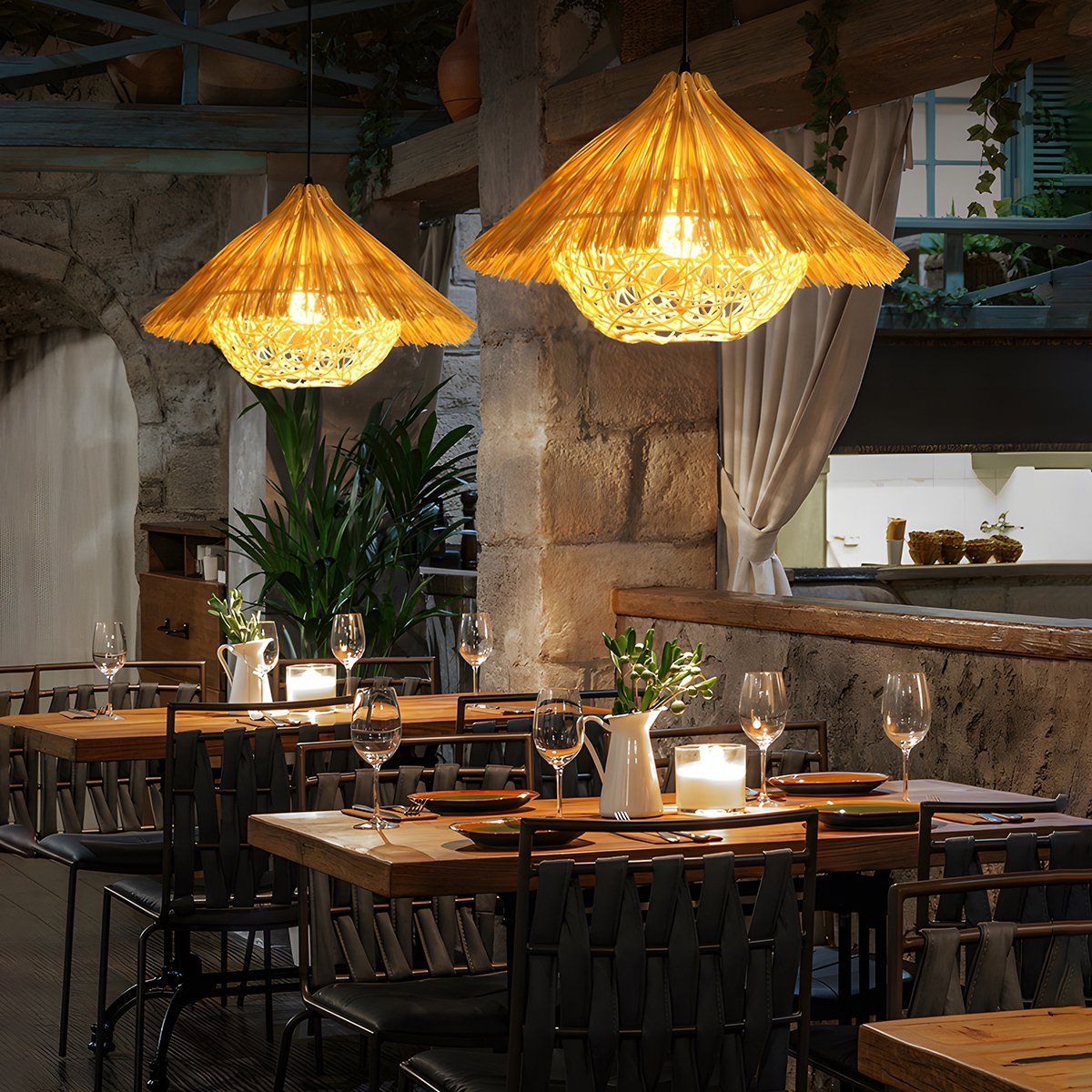 Vintage Rattan Weave Bird's Nest Pendant Lights - Flare Shack