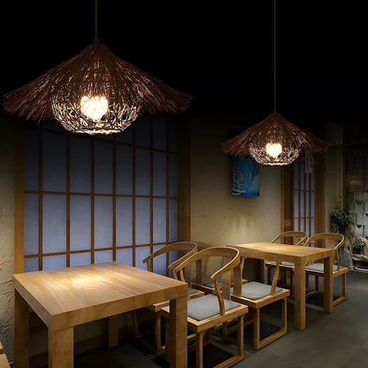 Vintage Rattan Weave Bird's Nest Pendant Lights - Flare Shack