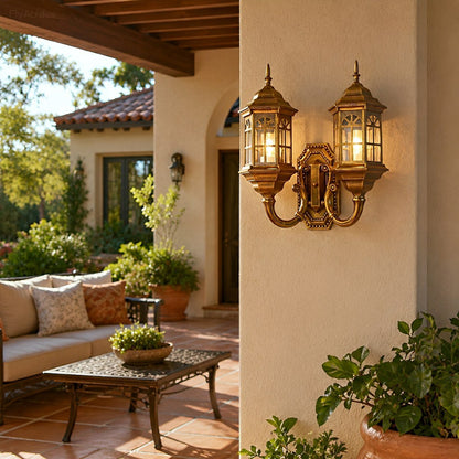 Vintage Rustic Castle Double Head Waterproof Outdoor LED Porch Wall Lights - Flare Shack