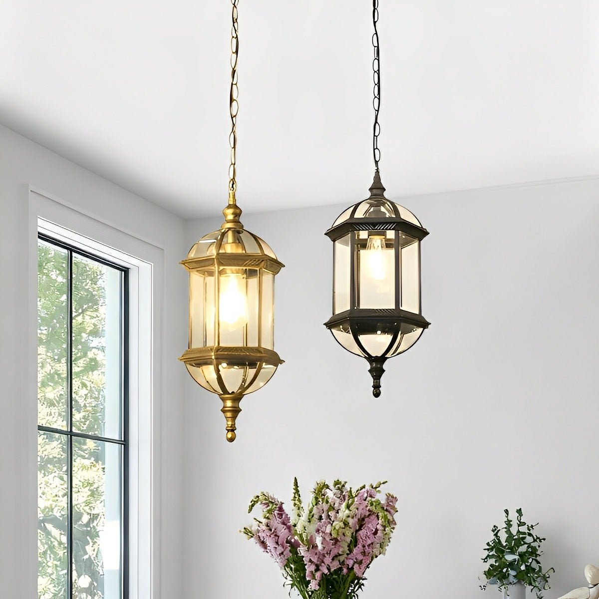 Vintage Rustic Cylinder Waterproof Outdoor LED Lantern Pendant Lights