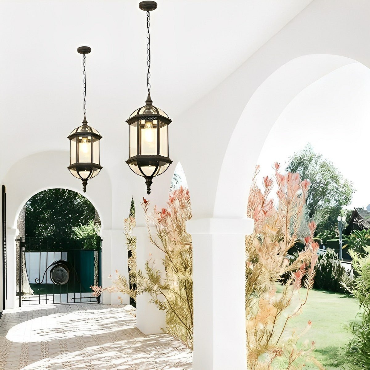 Vintage Rustic Cylinder Waterproof Outdoor LED Lantern Pendant Lights