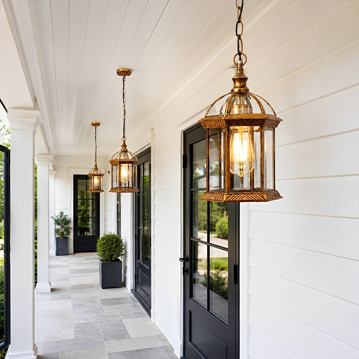 Vintage Rustic Gazebo Waterproof Outdoor LED Lantern Pendant Lights - Flare Shack