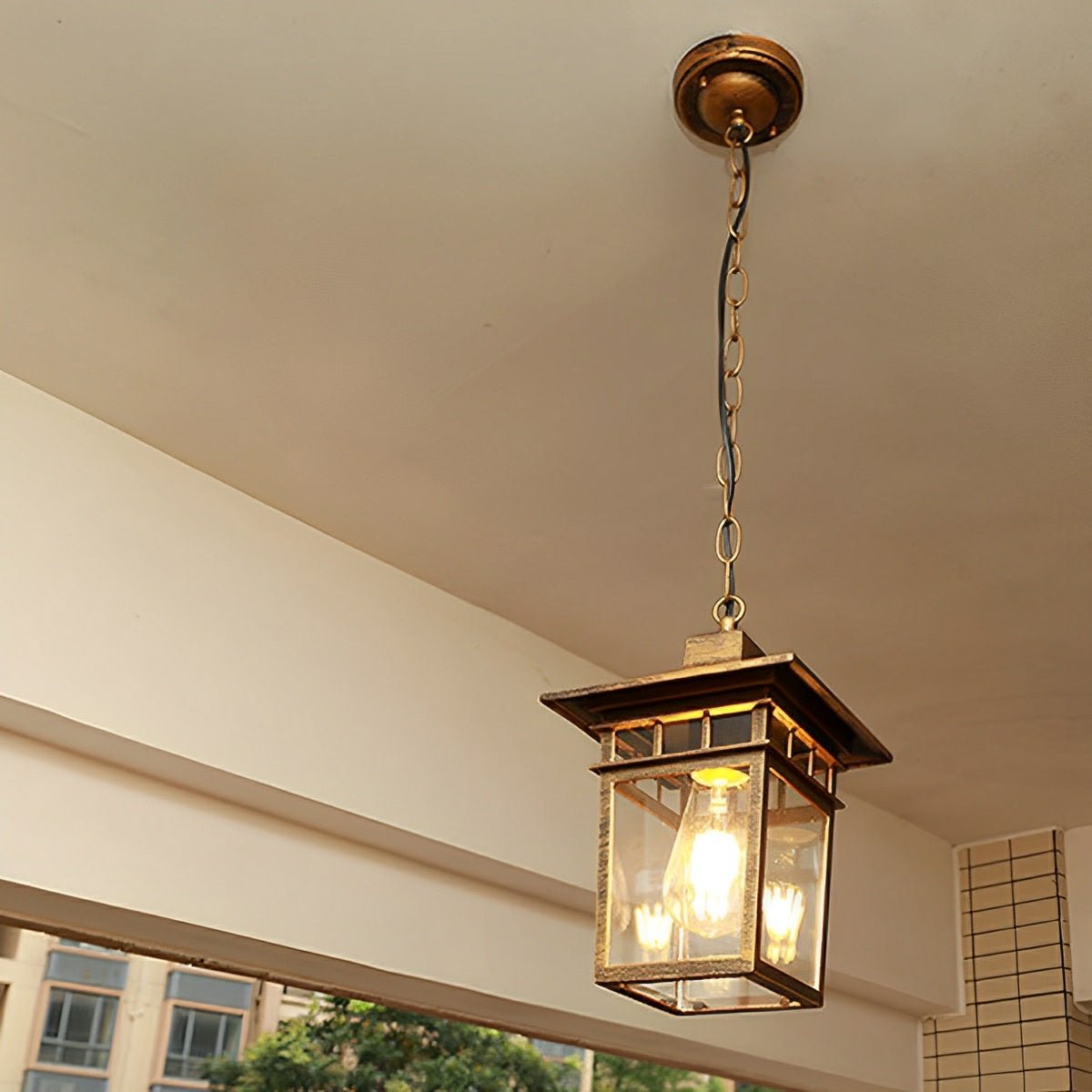 Vintage Rustic Square Waterproof Outdoor LED Lantern Pendant Lights - Flare Shack