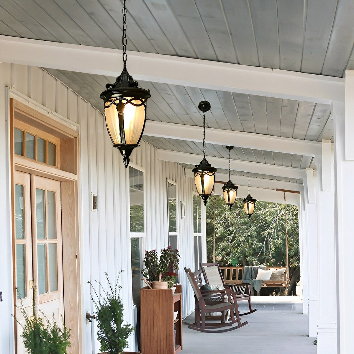 Vintage Rustic Waterproof Outdoor LED Lantern Pendant Lights