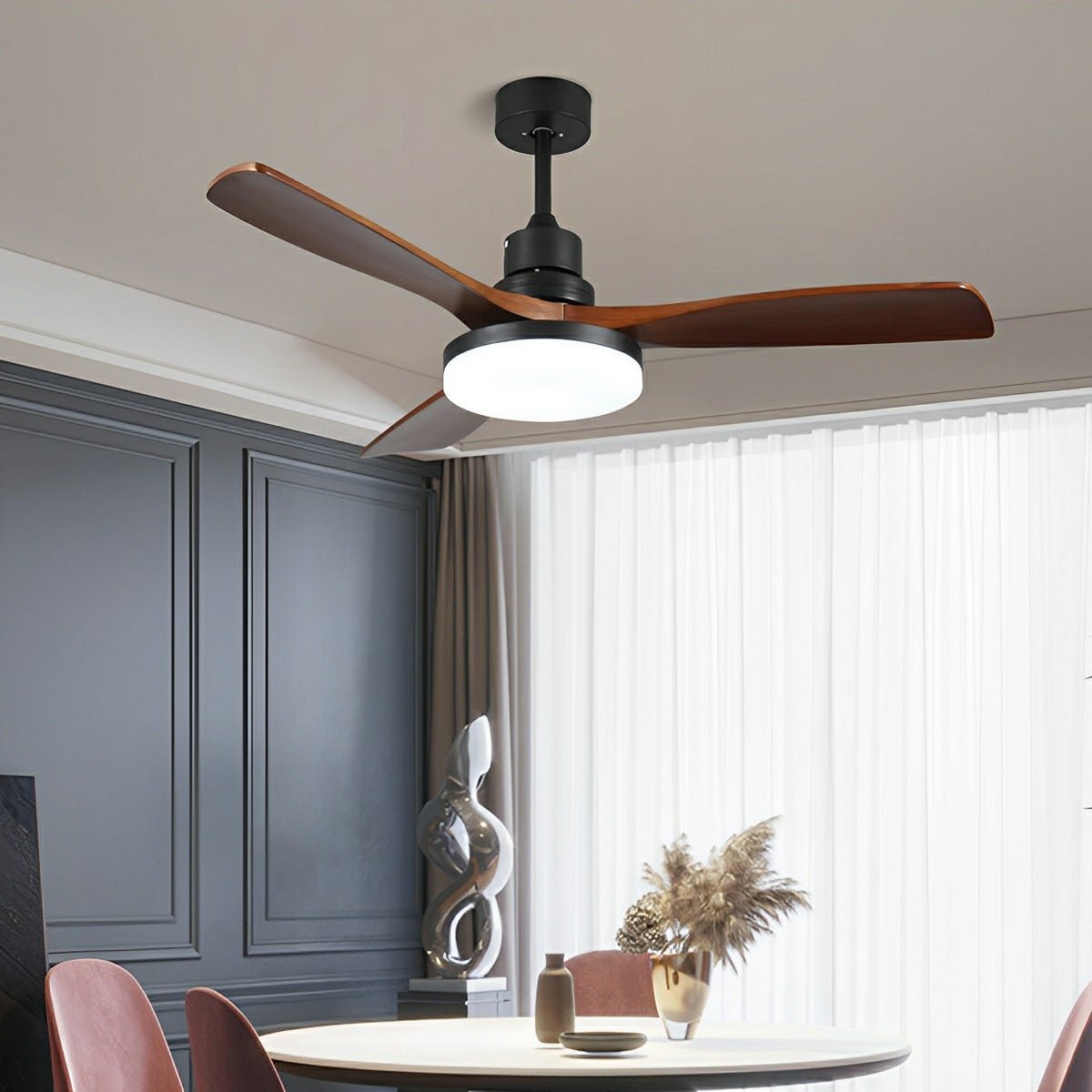 Vintage Variable Frequency Solid Wood Ceiling Fan Light - Flare Shack