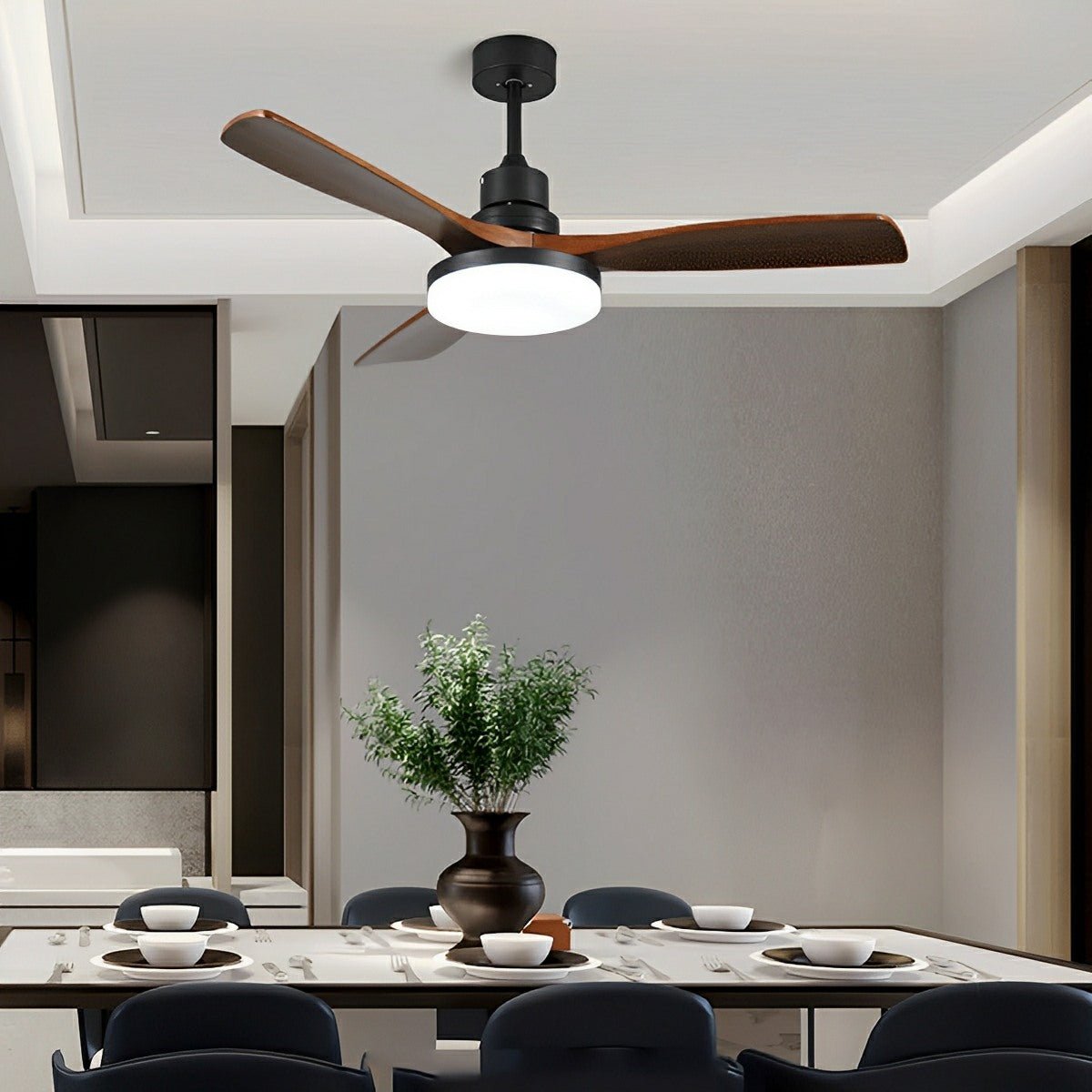 Vintage Variable Frequency Solid Wood Ceiling Fan Light - Flare Shack