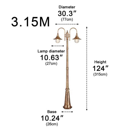 Vintage Waterproof Flared LED Outdoor Pathway Pole Lights