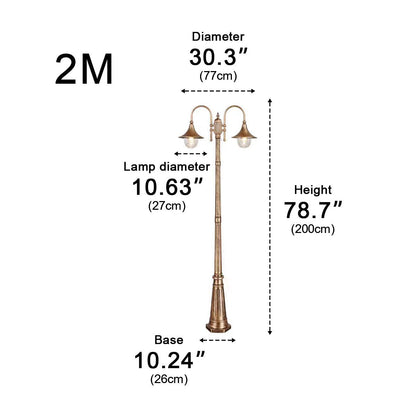 Vintage Waterproof Flared LED Outdoor Pathway Pole Lights