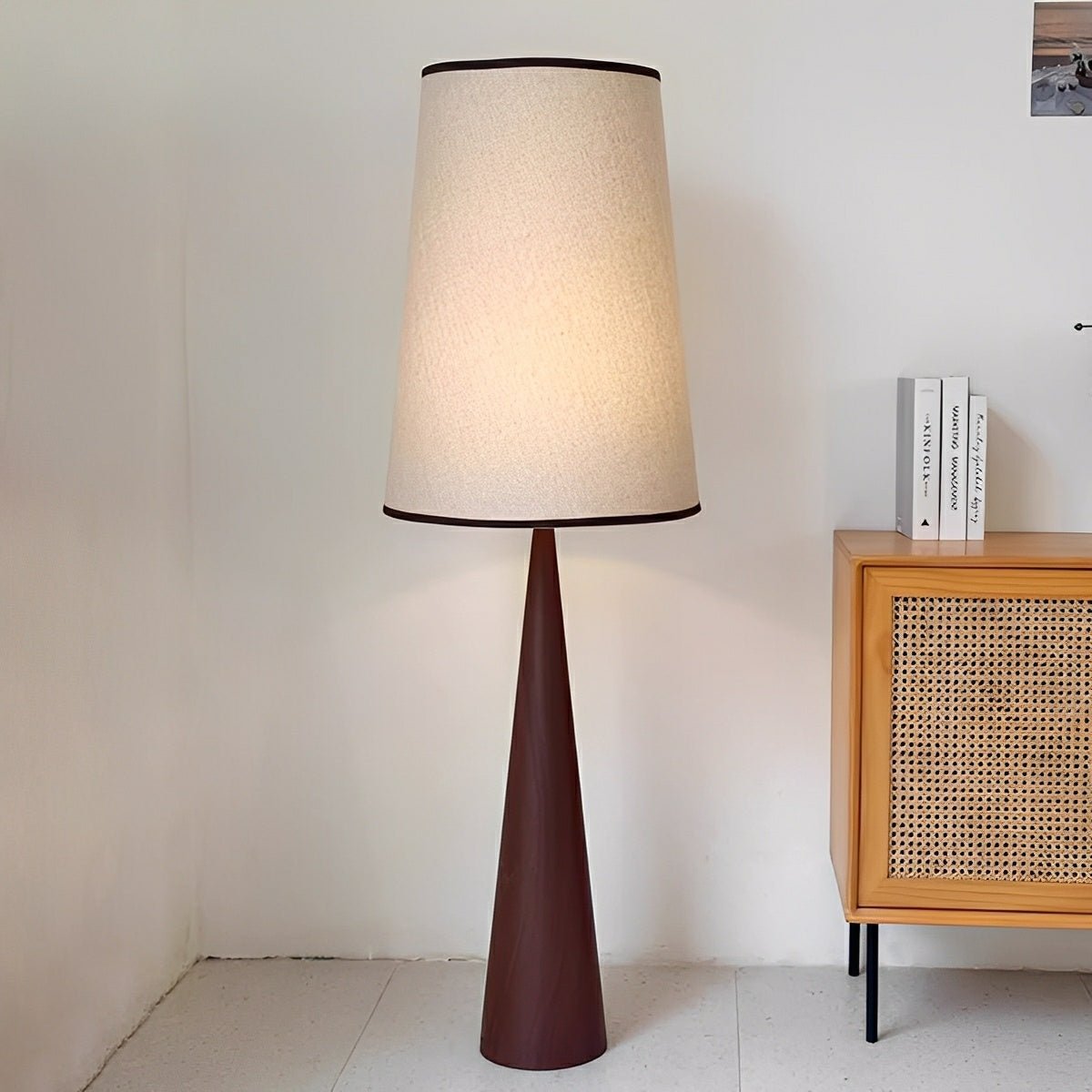 Vintage Wood Tapered LED Floor Lamp - Flare Shack