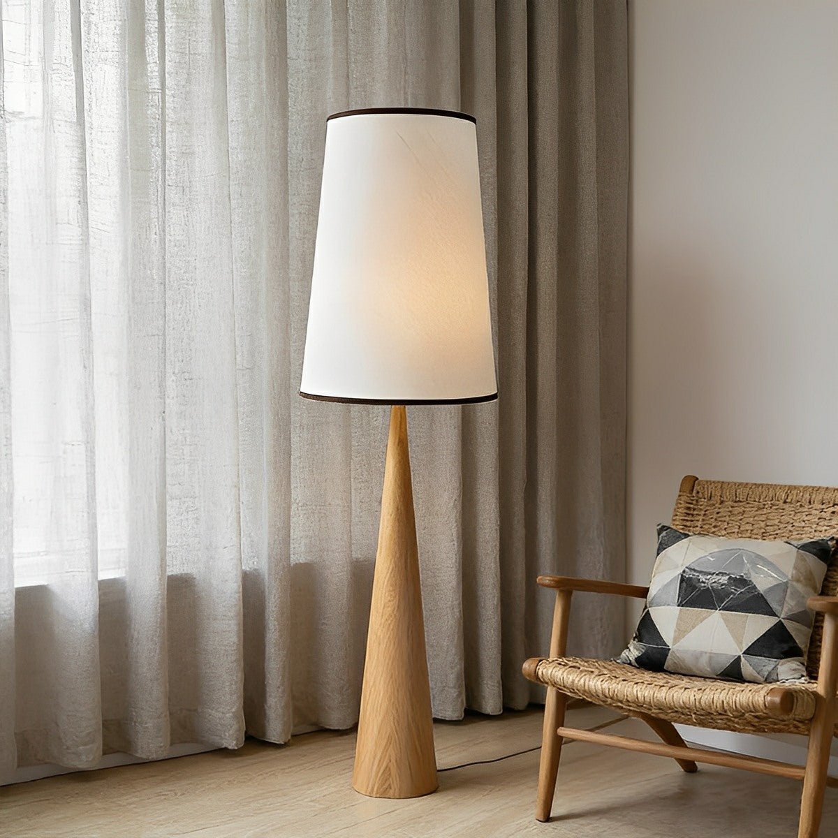 Vintage Wood Tapered LED Floor Lamp - Flare Shack
