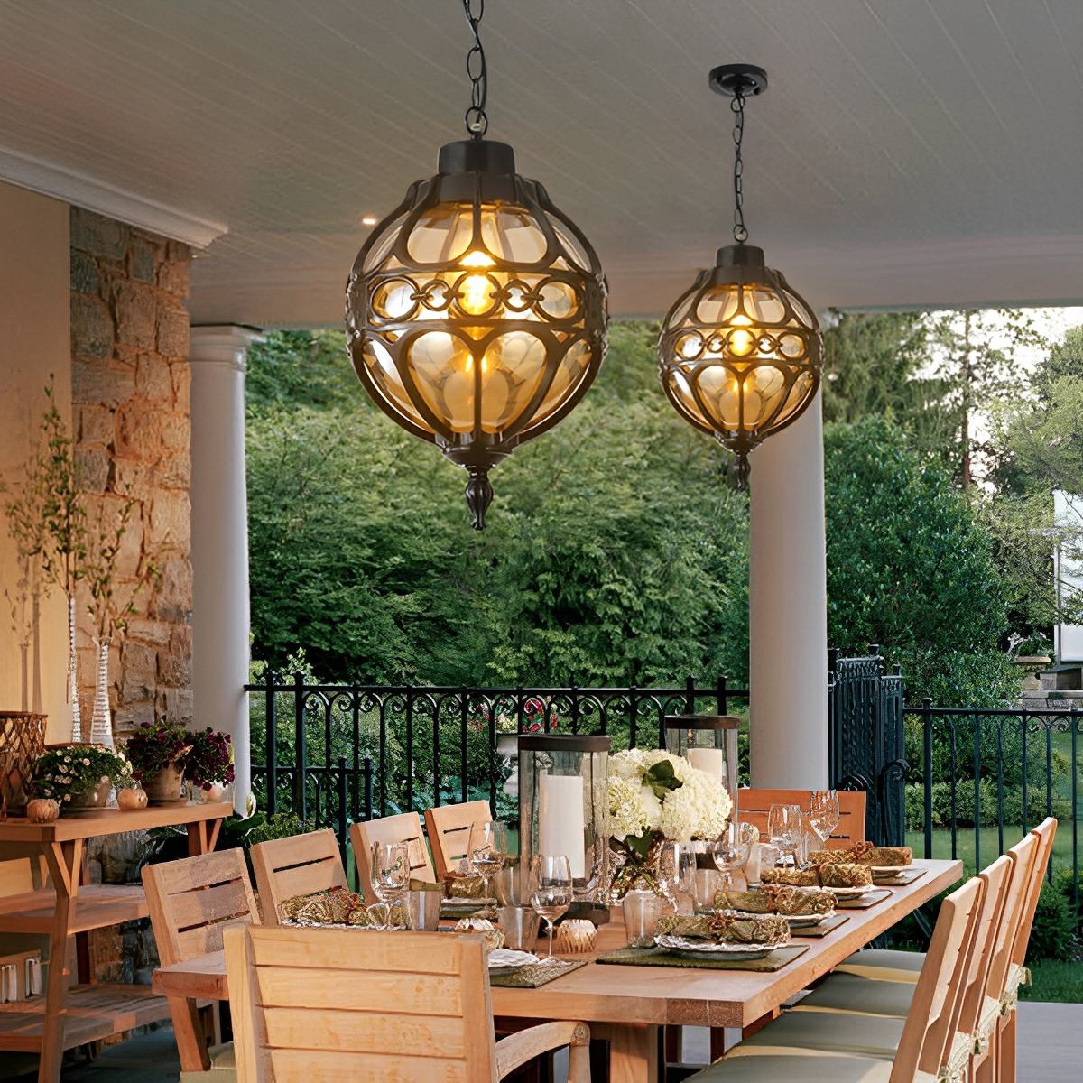 Waterproof Aluminum Glass Ball Outdoor Chandelier Light Hanging Light - Flare Shack
