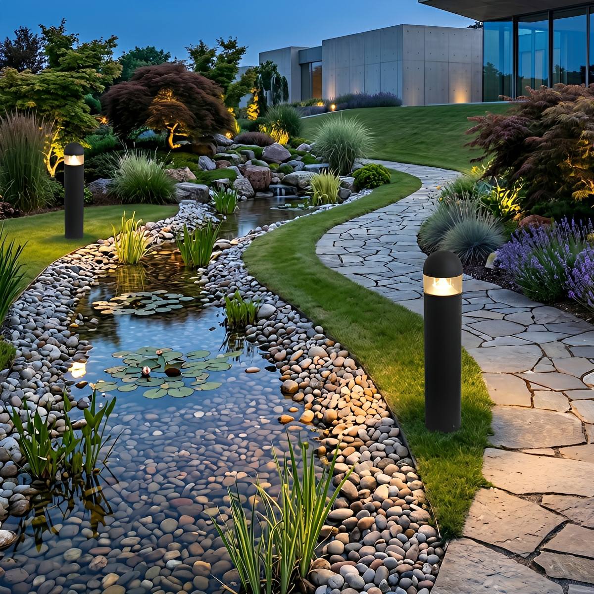 Waterproof Aluminum Metal Post Bollard Light Pillar Lantern Pathway