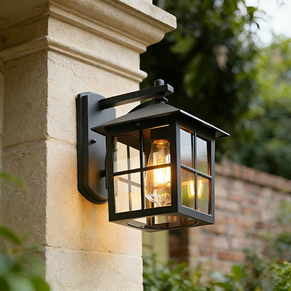 Waterproof Black Farmhouse Cross Lantern Outdoor Porch LED Wall Lights