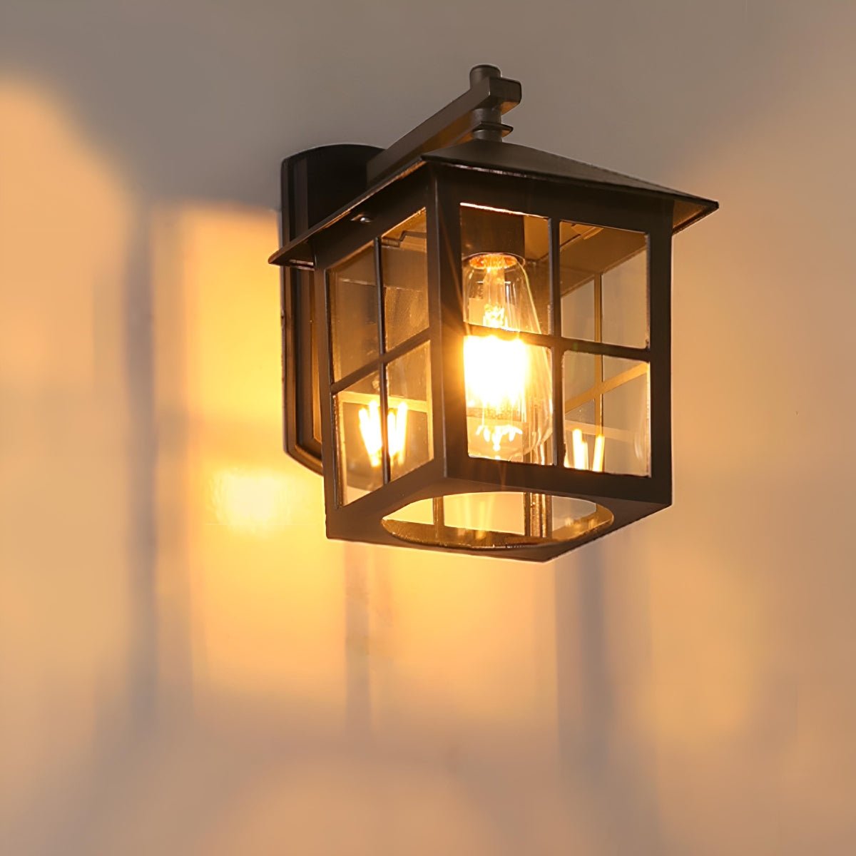 Waterproof Black Farmhouse Cross Lantern Outdoor Porch LED Wall Lights
