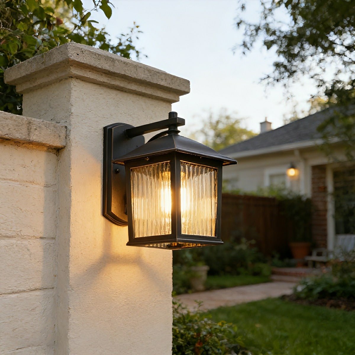 Waterproof Black Farmhouse Cross Lantern Outdoor Porch LED Wall Lights - Flare Shack