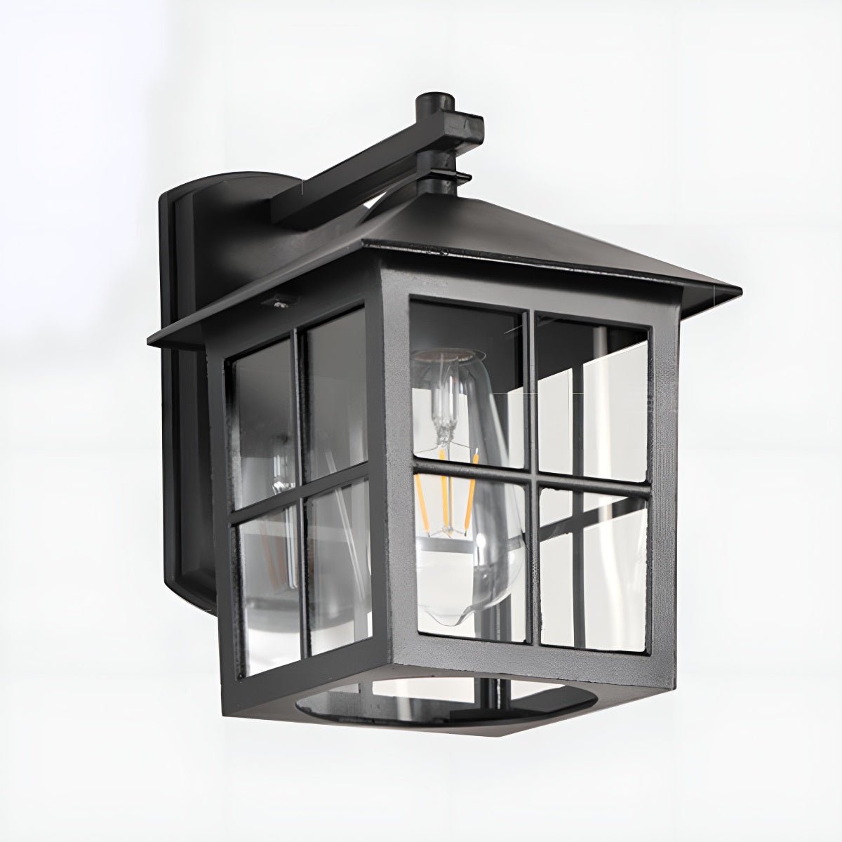 Waterproof Black Farmhouse Cross Lantern Outdoor Porch LED Wall Lights