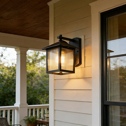 Waterproof Black Farmhouse Cross Lantern Outdoor Porch LED Wall Lights - Flare Shack
