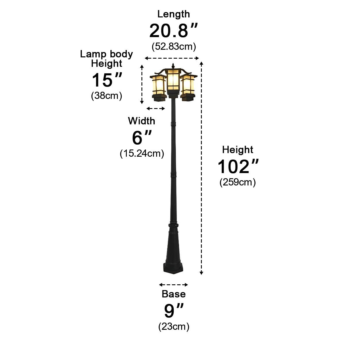Classic Waterproof Black Outdoor Pole Lights LED Street Lamp
