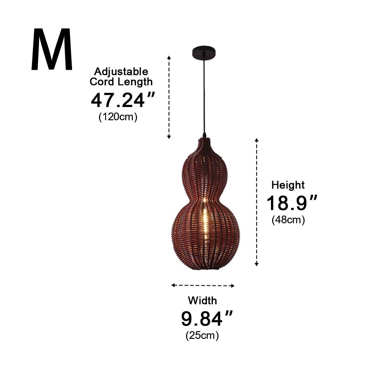 Waterproof Coastal Gourd Handwoven Rattan Outdoor Pendant Lights