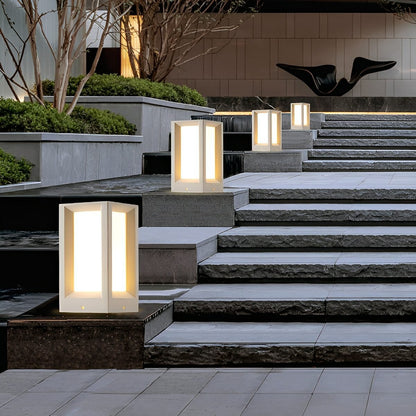 Waterproof Cubed Cement LED Outdoor Post Lights - Flare Shack