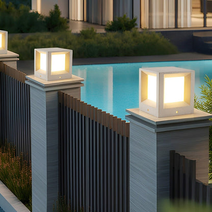 Waterproof Cubed Cement LED Outdoor Post Lights - Flare Shack