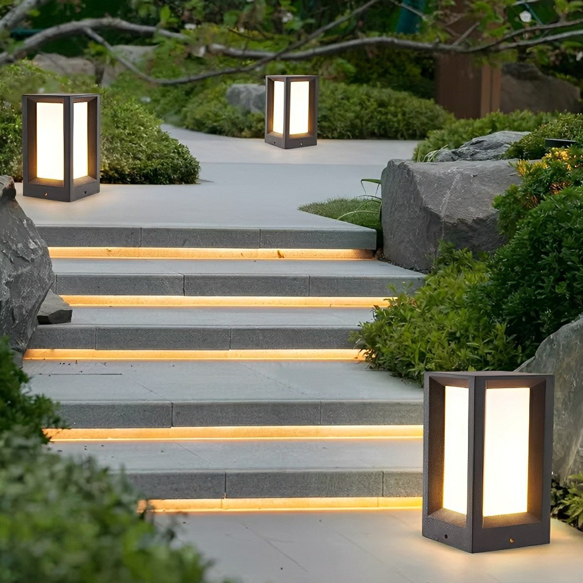 Waterproof Cubed Cement LED Outdoor Post Lights - Flare Shack