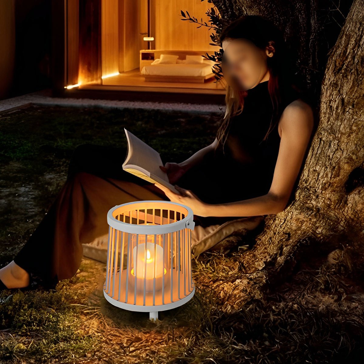 Waterproof Cylinder Outdoor Floor Lamps Hanging LED Candle Lanterns