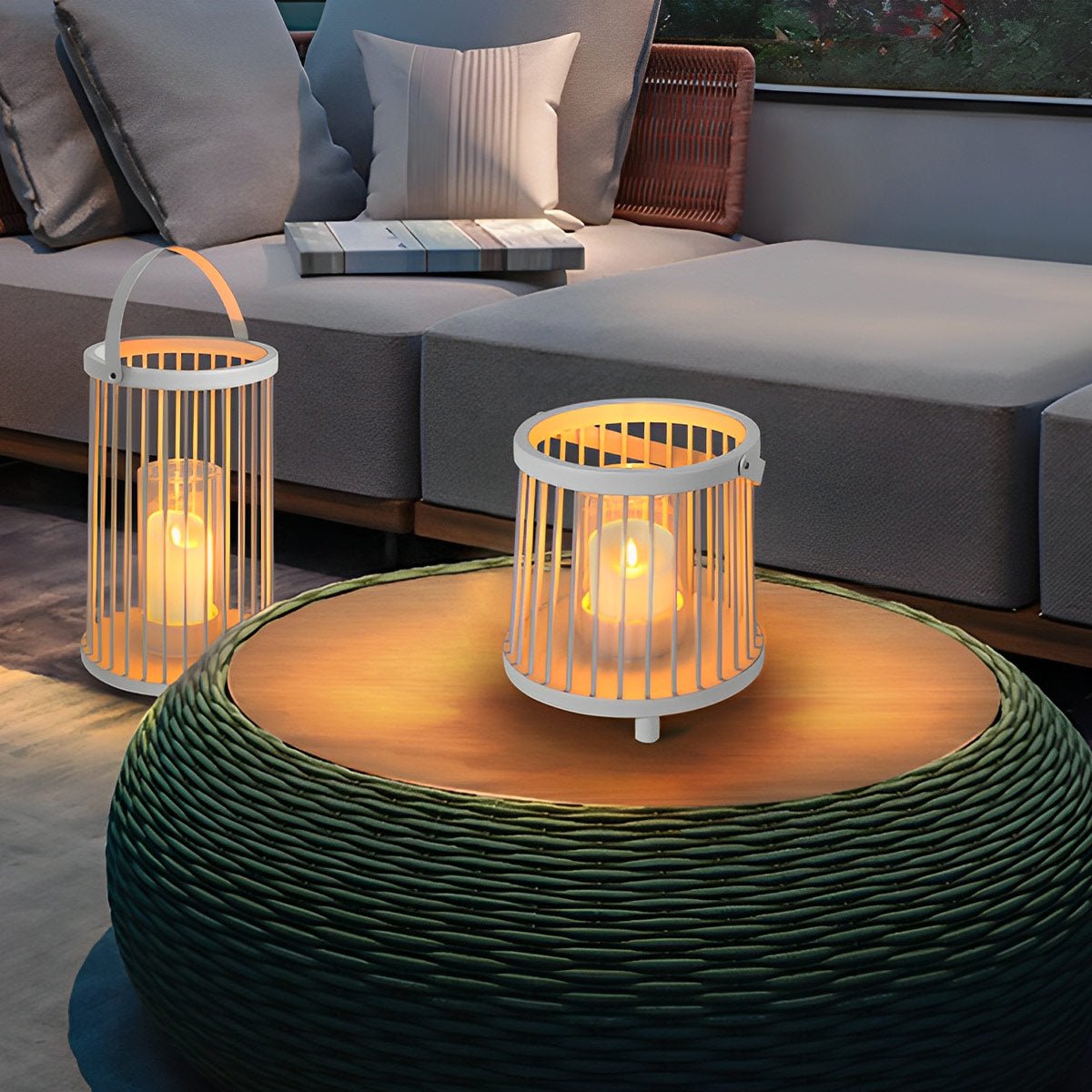 Waterproof Cylinder Outdoor Floor Lamps Hanging LED Candle Lanterns - Flare Shack