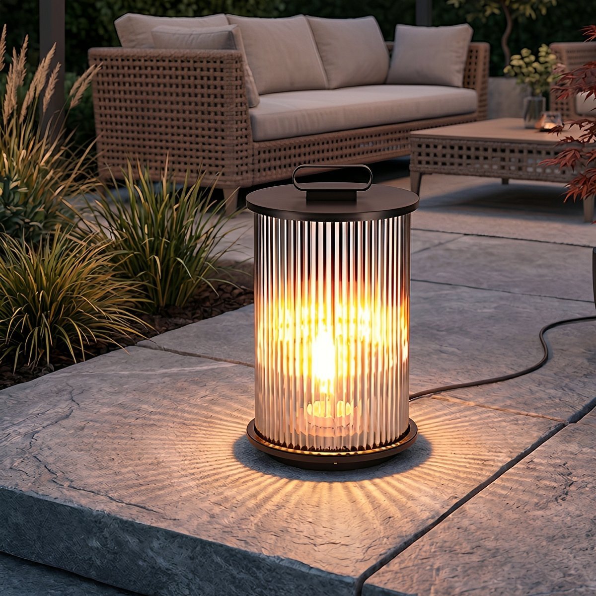 Waterproof Cylinder Outdoor Lantern Post Light Pathway Lighting