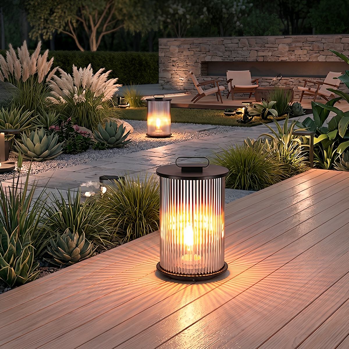 Waterproof Cylinder Outdoor Lantern Post Light Pathway Lighting - Flare Shack