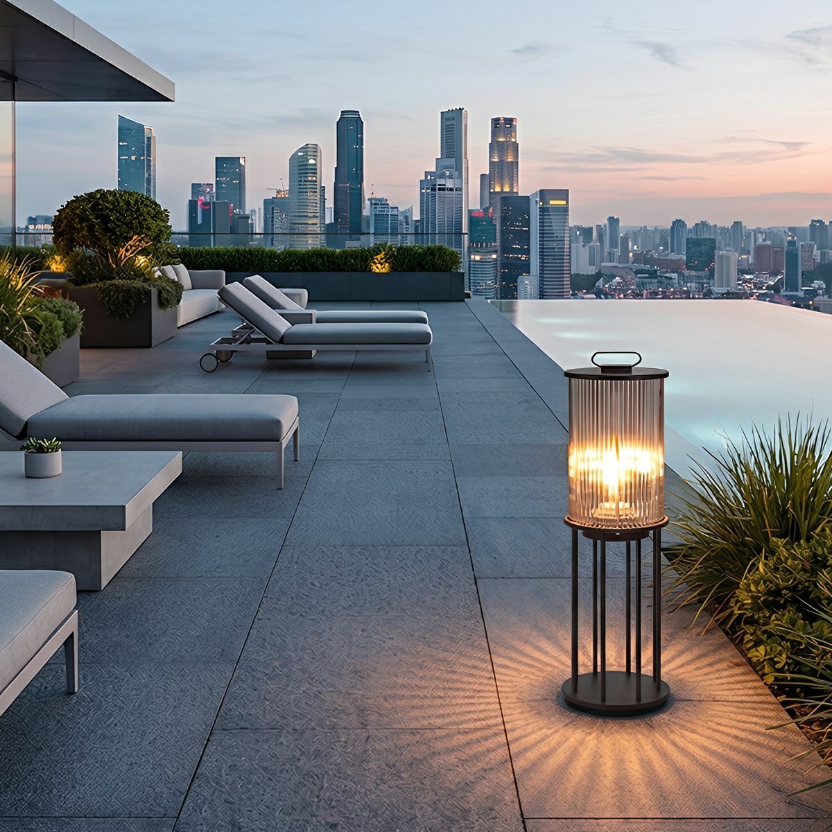 Waterproof Cylinder Outdoor Lantern Post Light Pathway Lighting - Flare Shack