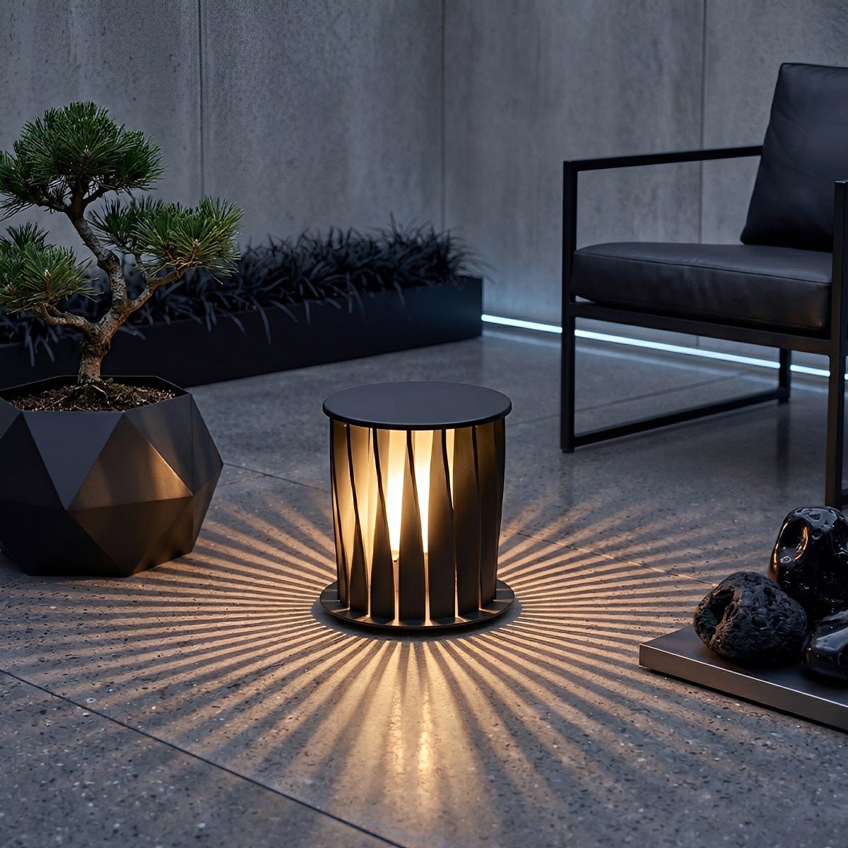 Waterproof Cylindrical Twisted Outdoor Post Light Pathway Lighting - Flare Shack