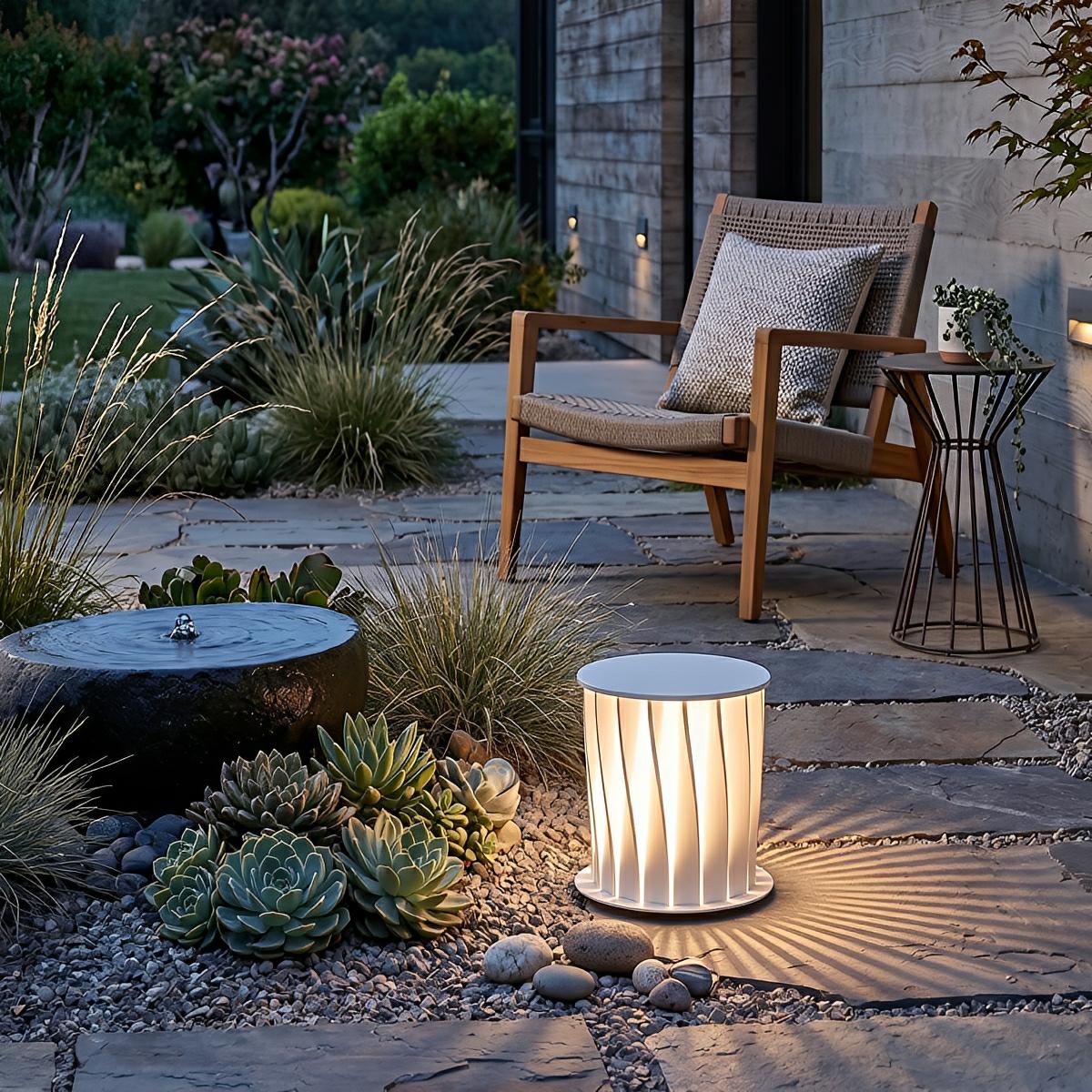 Waterproof Cylindrical Twisted Outdoor Post Light Pathway Lighting - Flare Shack